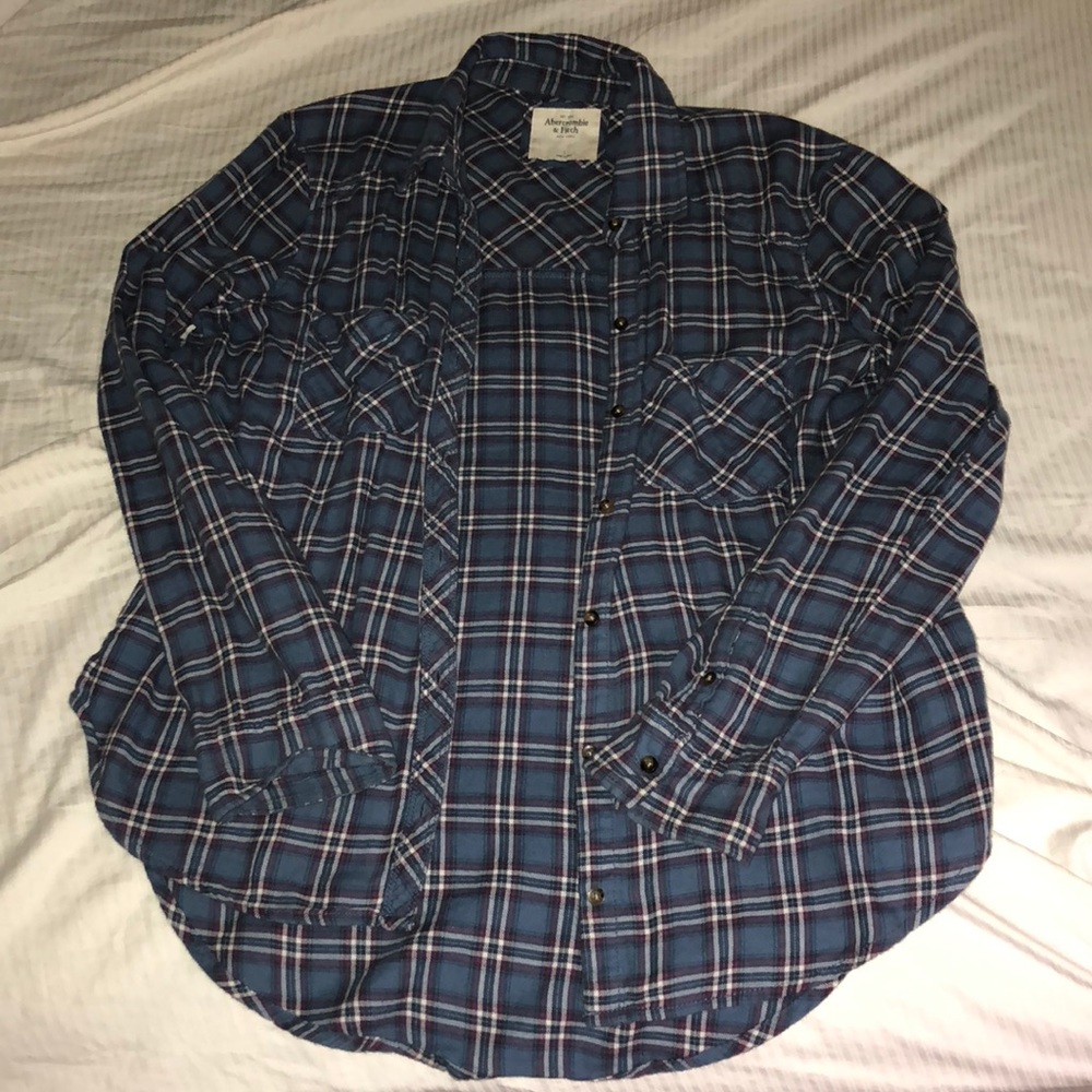 Navy blue, red and white striped flannel!